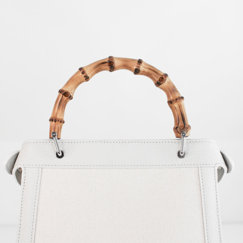 Lutece Mini Arashiyama Canvas Handbag with Bamboo Handle