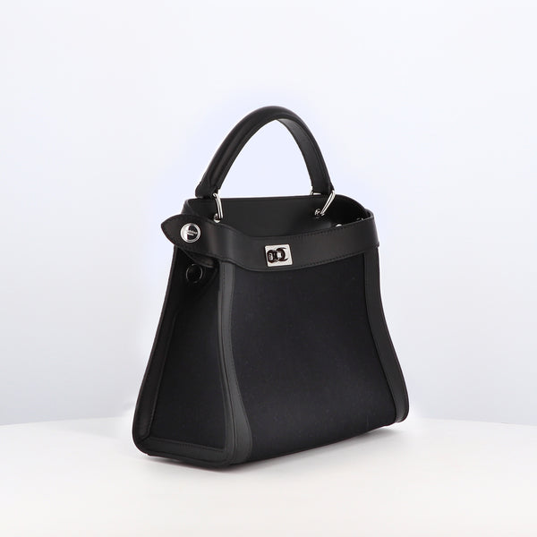 LEATHER AND CANVAS HANDBAG LUTECE MINI BLACK