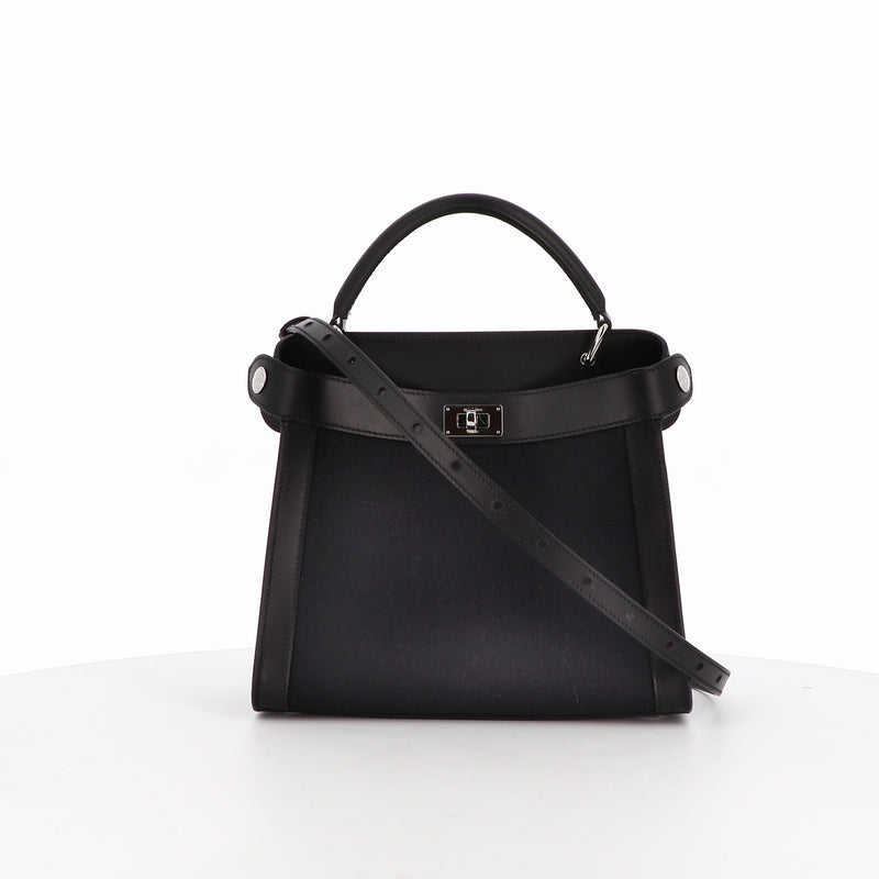 LEATHER AND CANVAS HANDBAG LUTECE MINI BLACK