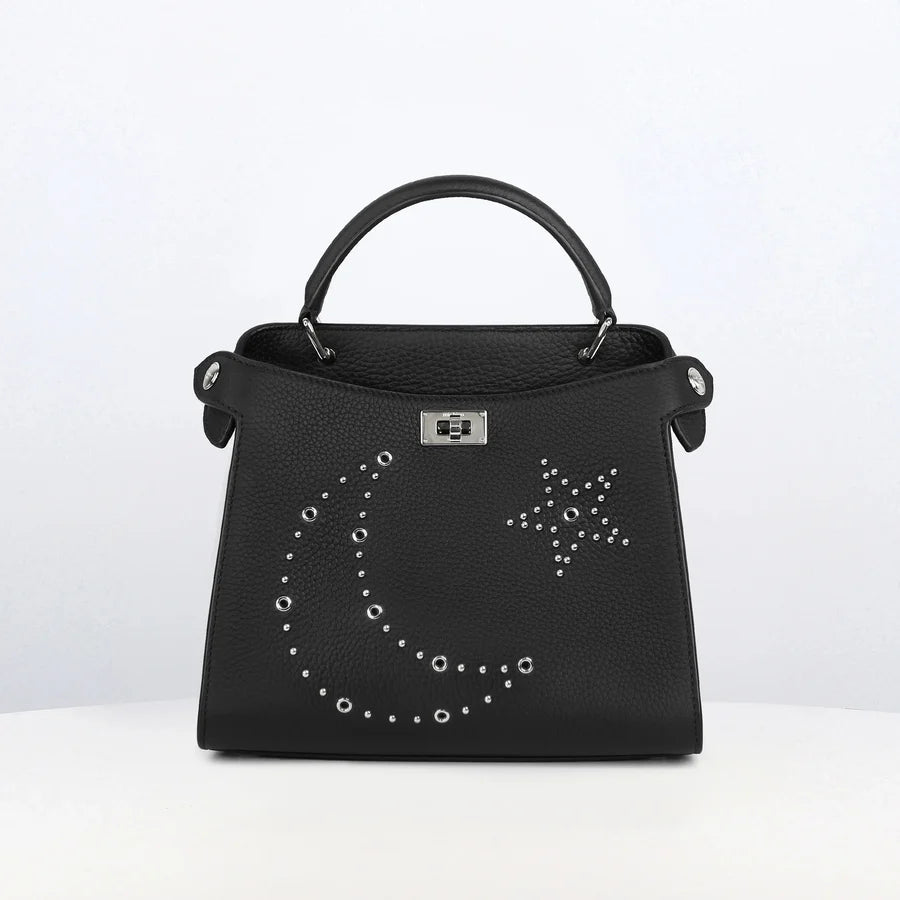 LEATHER HANDBAG LUTECE MINI BLACK HARMONY