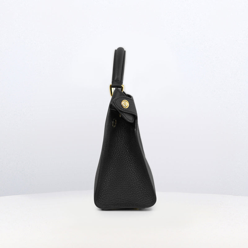 LEATHER HANDBAG LUTECE MINI BLACK GOLD HARWARE