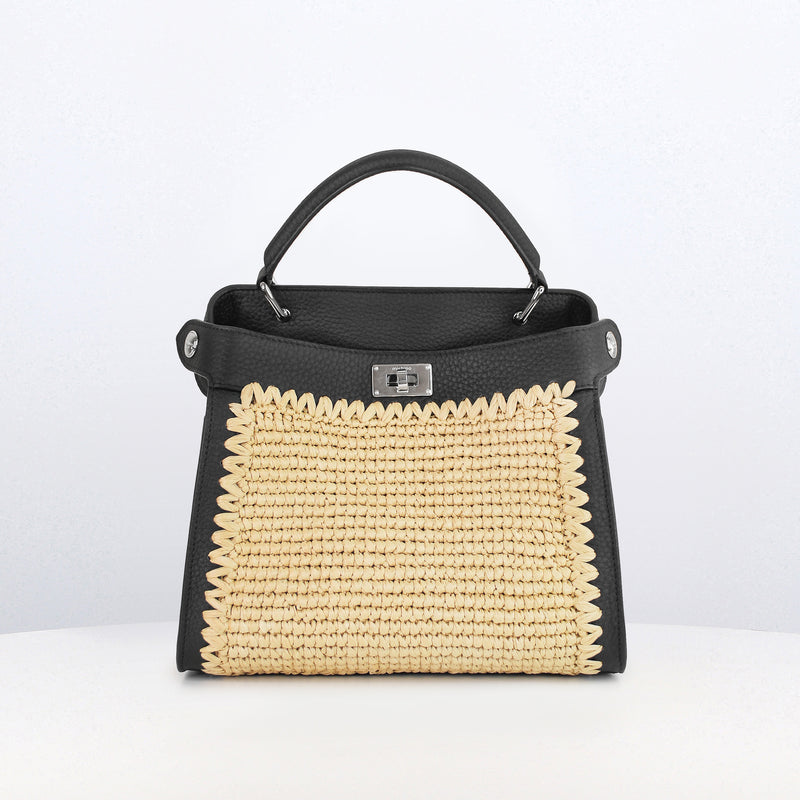 Lutece Mini Arashimaya Canvas Handbag with Bamboo Handle