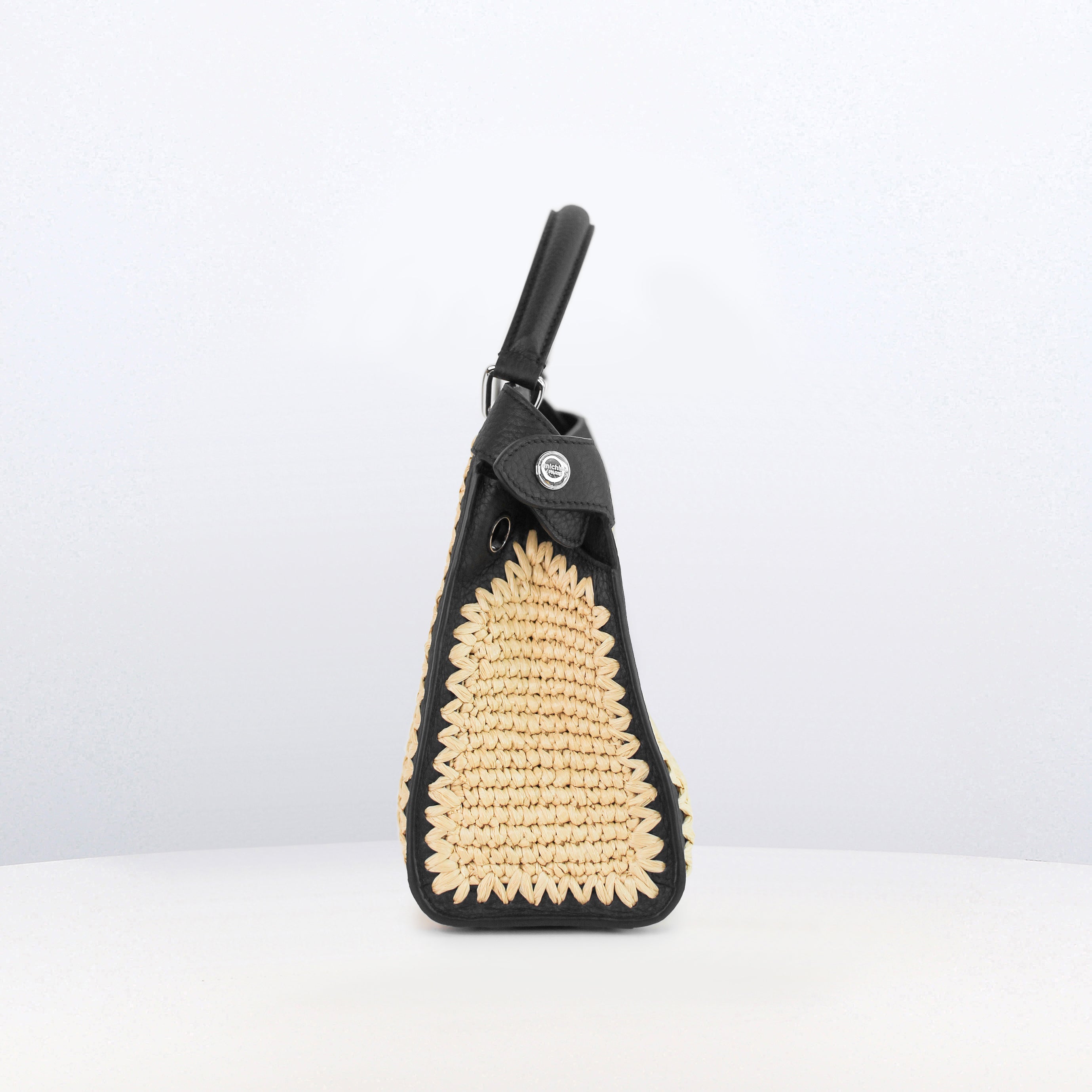 SAC À MAIN LUTECE MINI NOIR RAFFIA