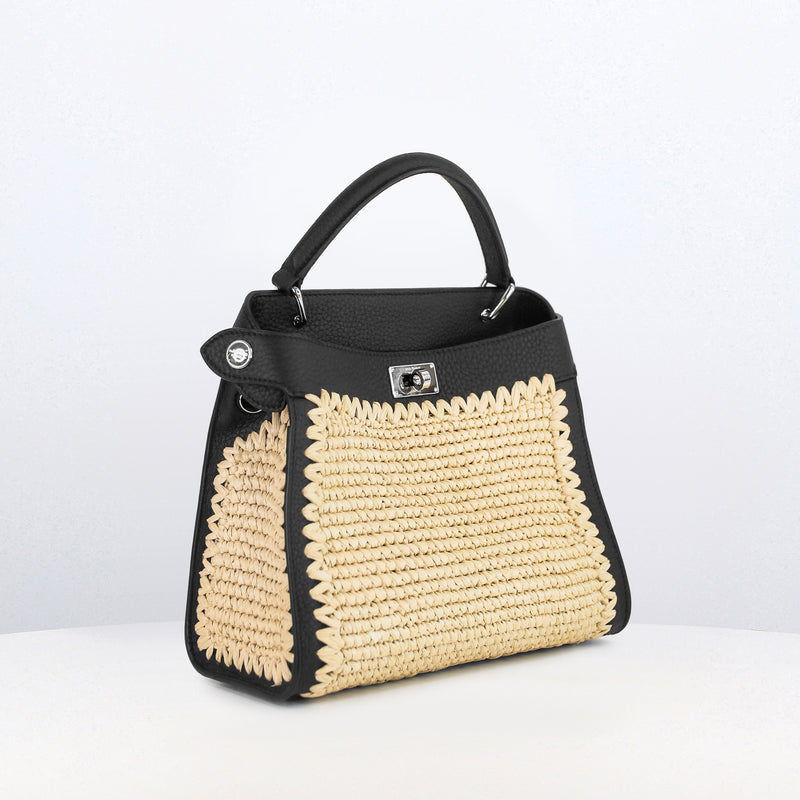 Lutece Mini Arashimaya Canvas Handbag with Bamboo Handle