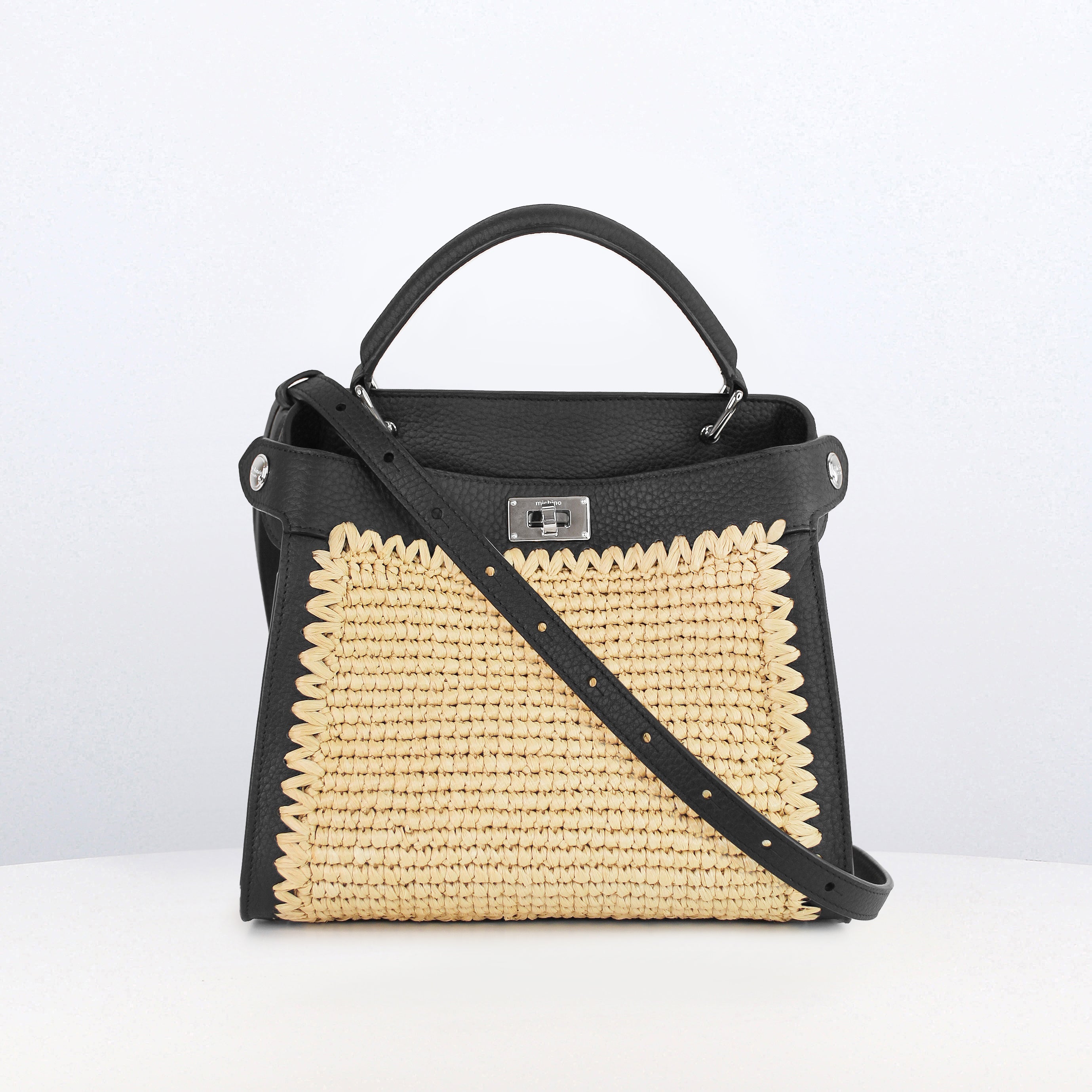 SAC À MAIN LUTECE MINI NOIR RAFFIA
