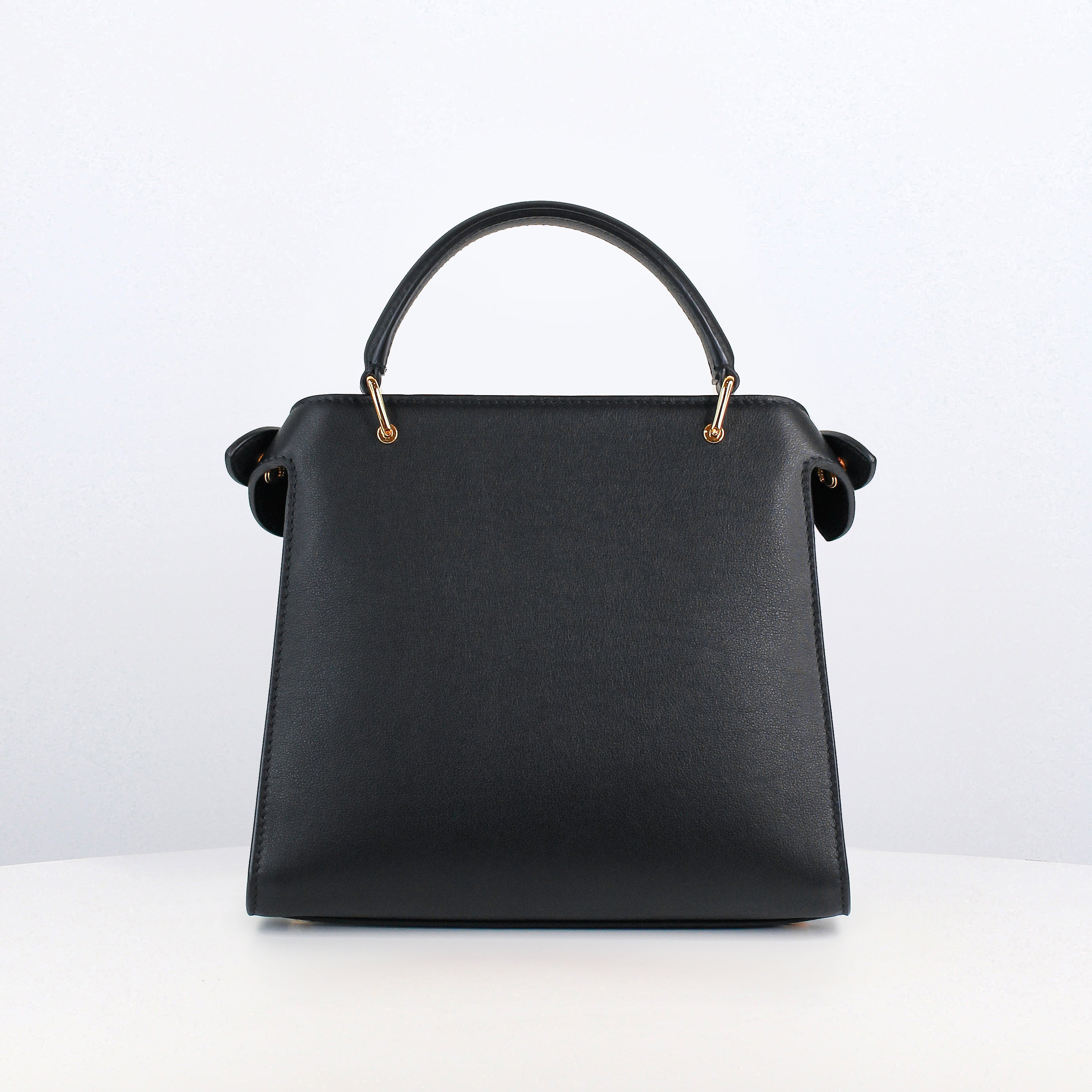 LEATHER HANDBAG LUTECE MINI BLACK WITH STUDS
