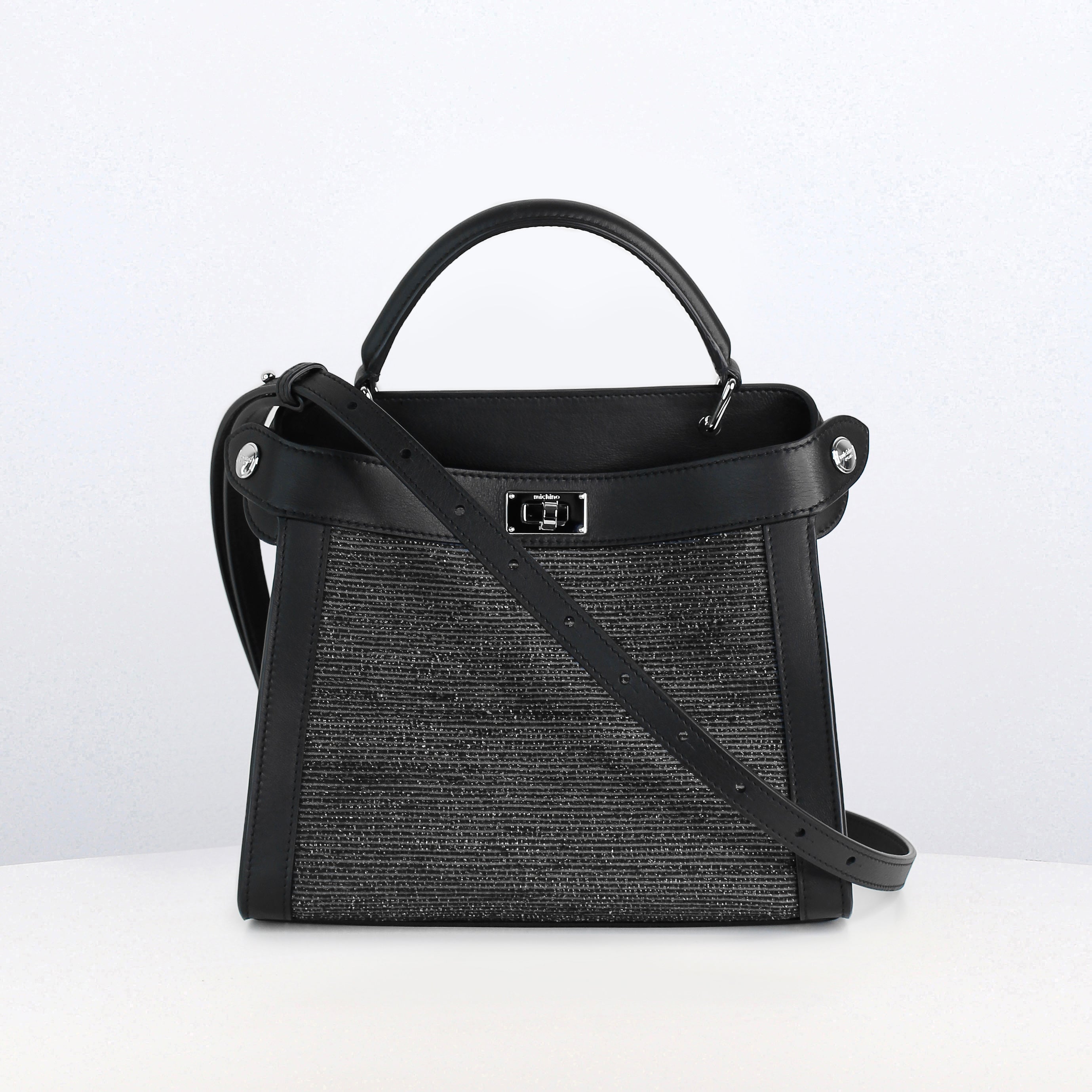 LEATHER HANDBAG LUTECE MINI TSUMUGI-ORI WHITE