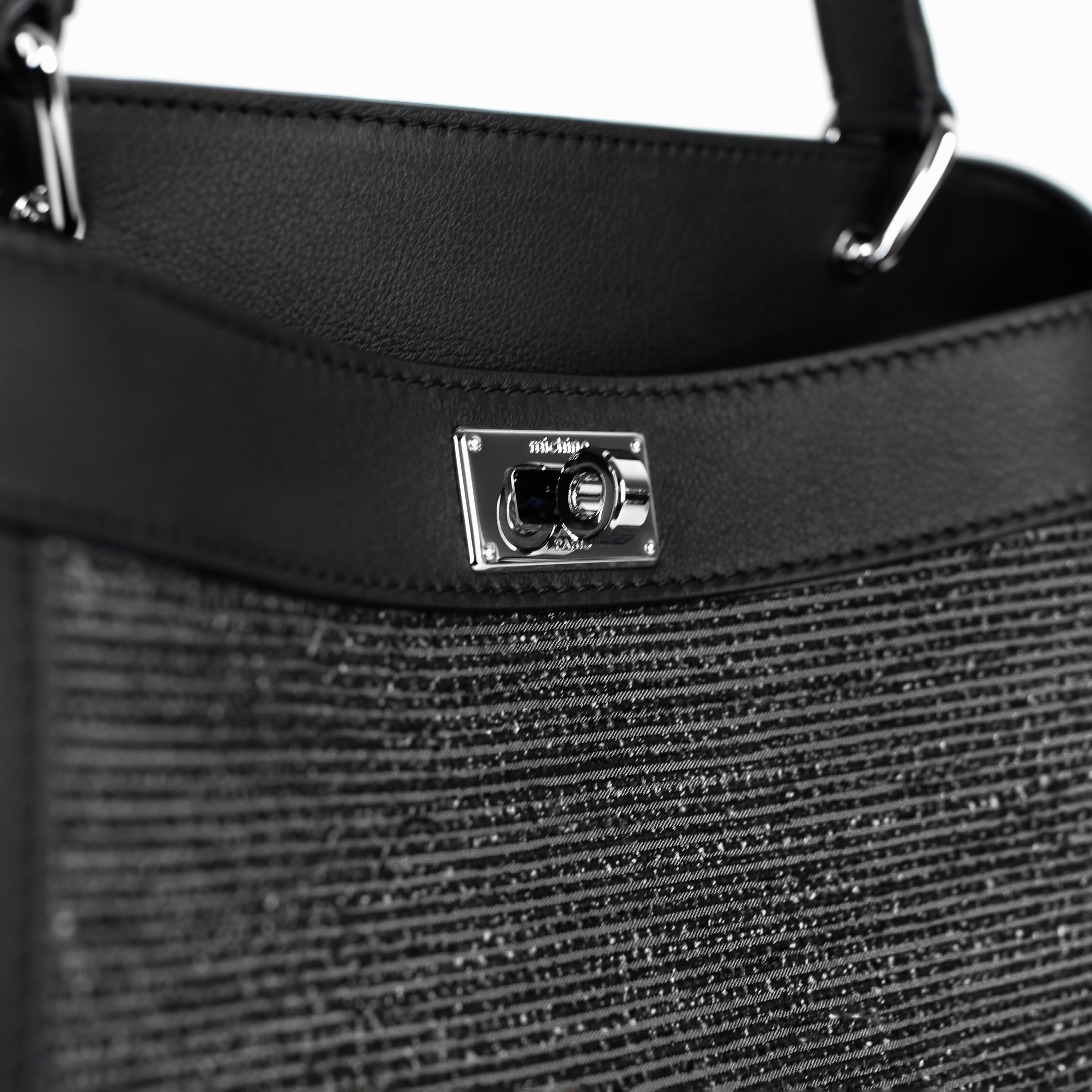 LEATHER HANDBAG LUTECE MINI TSUMUGI-ORI WHITE