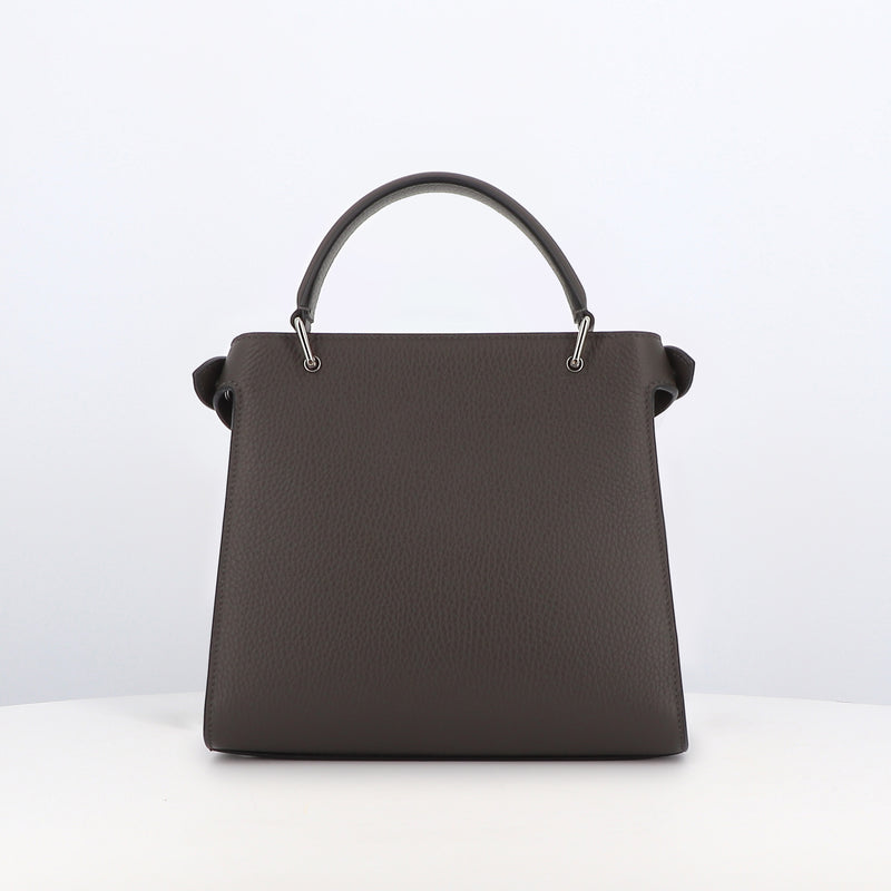 LEATHER HANDBAG LUTECE MINI CHARCOAL GREY