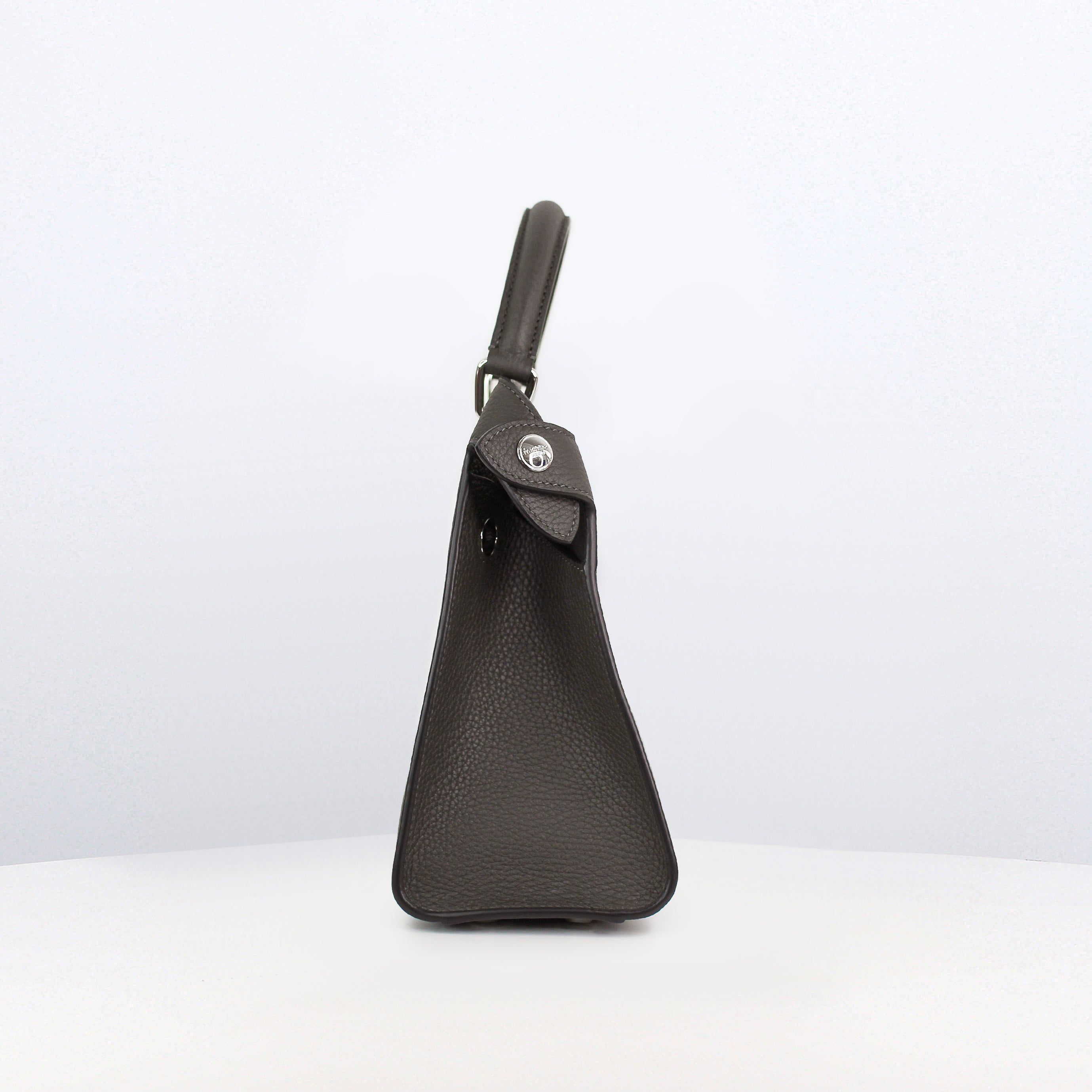 LEATHER HANDBAG LUTECE MINI CHARCOAL GREY