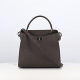 LEATHER HANDBAG LUTECE MINI CHARCOAL GREY