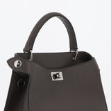 LEATHER HANDBAG LUTECE MINI CHARCOAL GREY