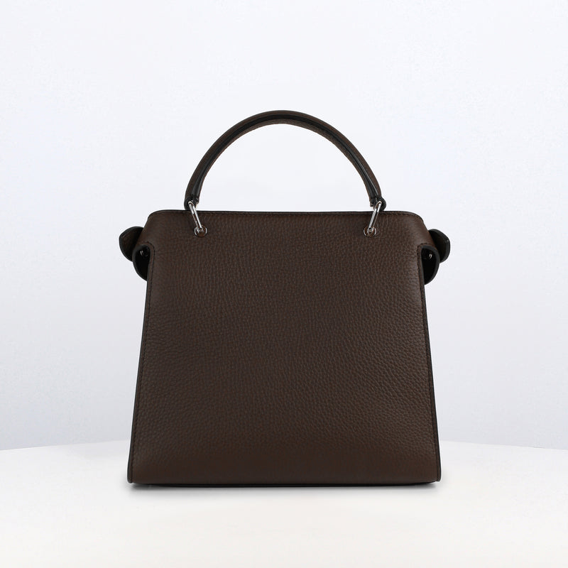 LEATHER HANDBAG LUTECE MINI NUBUCK CHOCOLATE