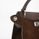 LEATHER HANDBAG LUTECE MINI NUBUCK CHOCOLATE