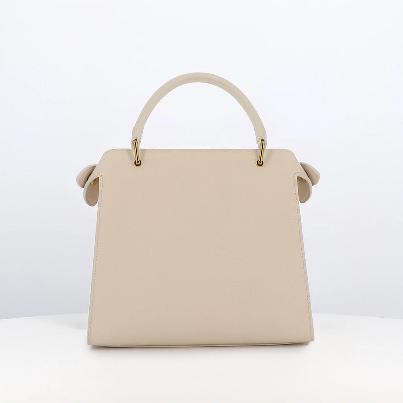 LUTECE MINI IVORY LEATHER HANDBAG WITH GOLD HARDWARE