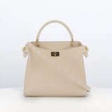 LUTECE MINI IVORY LEATHER HANDBAG WITH GOLD HARDWARE