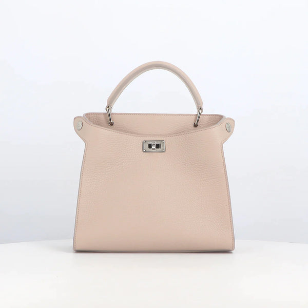 LEATHER HANDBAG LUTECE MINI GREIGE