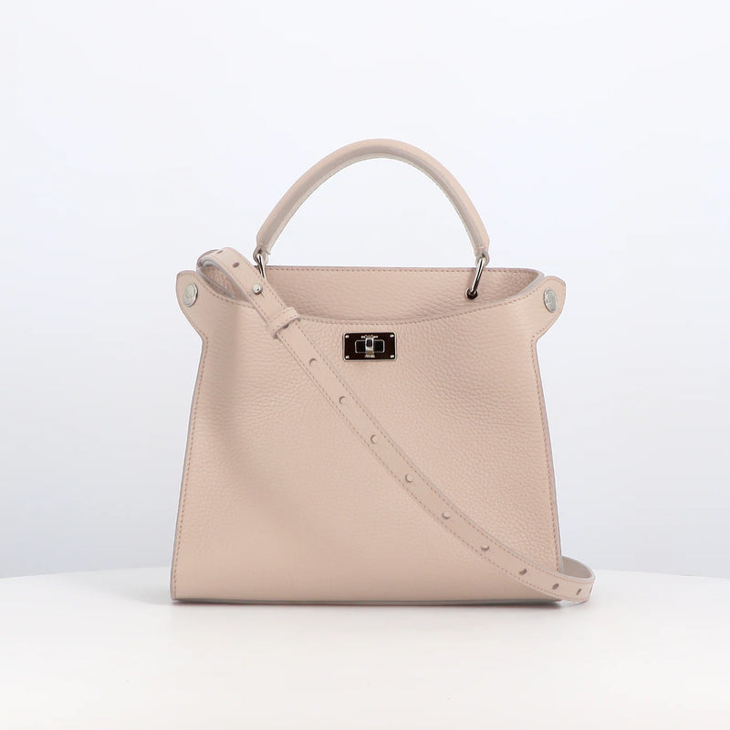 LEATHER HANDBAG LUTECE MINI GREIGE