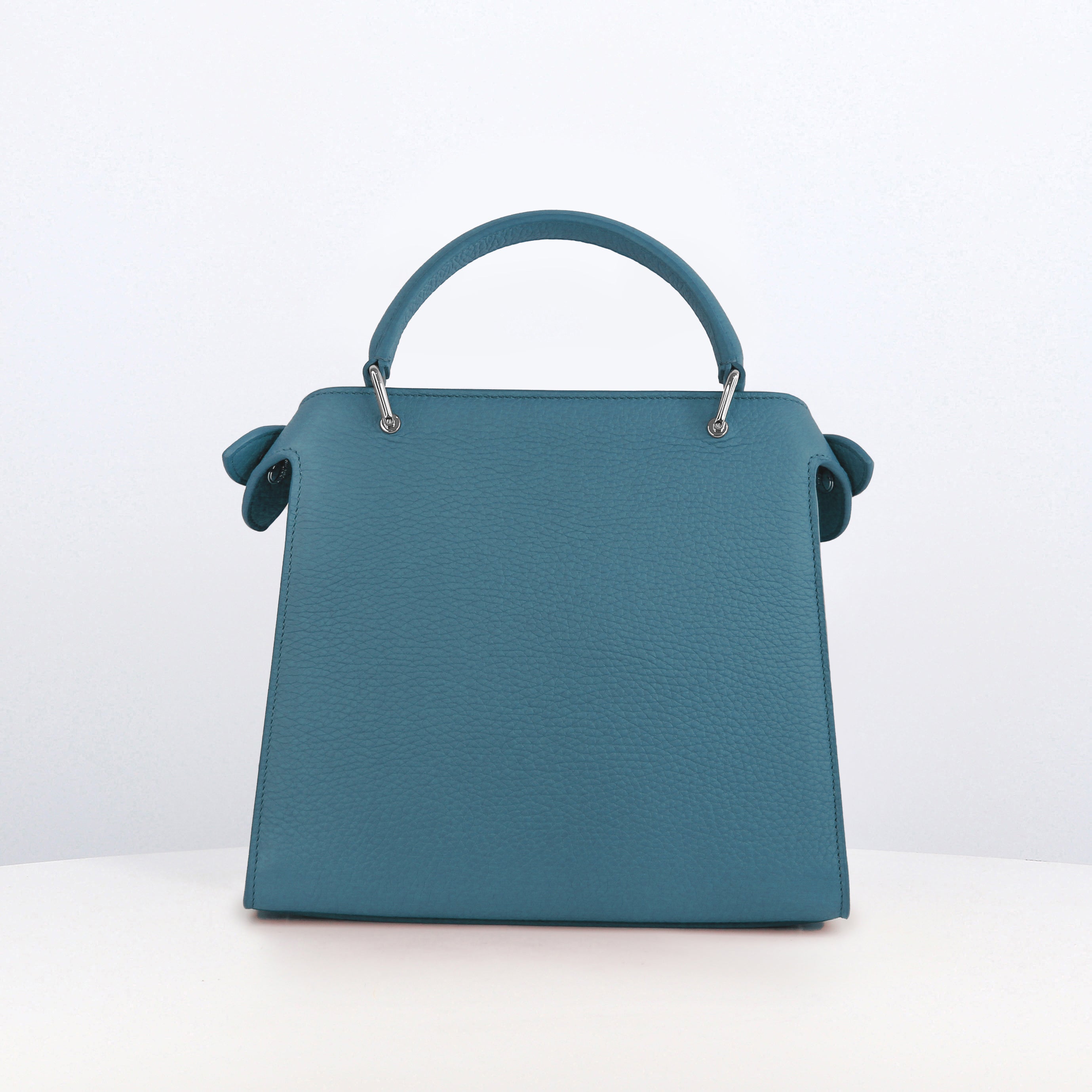 LEATHER HANDBAG LUTECE MINI JEANS BLUE