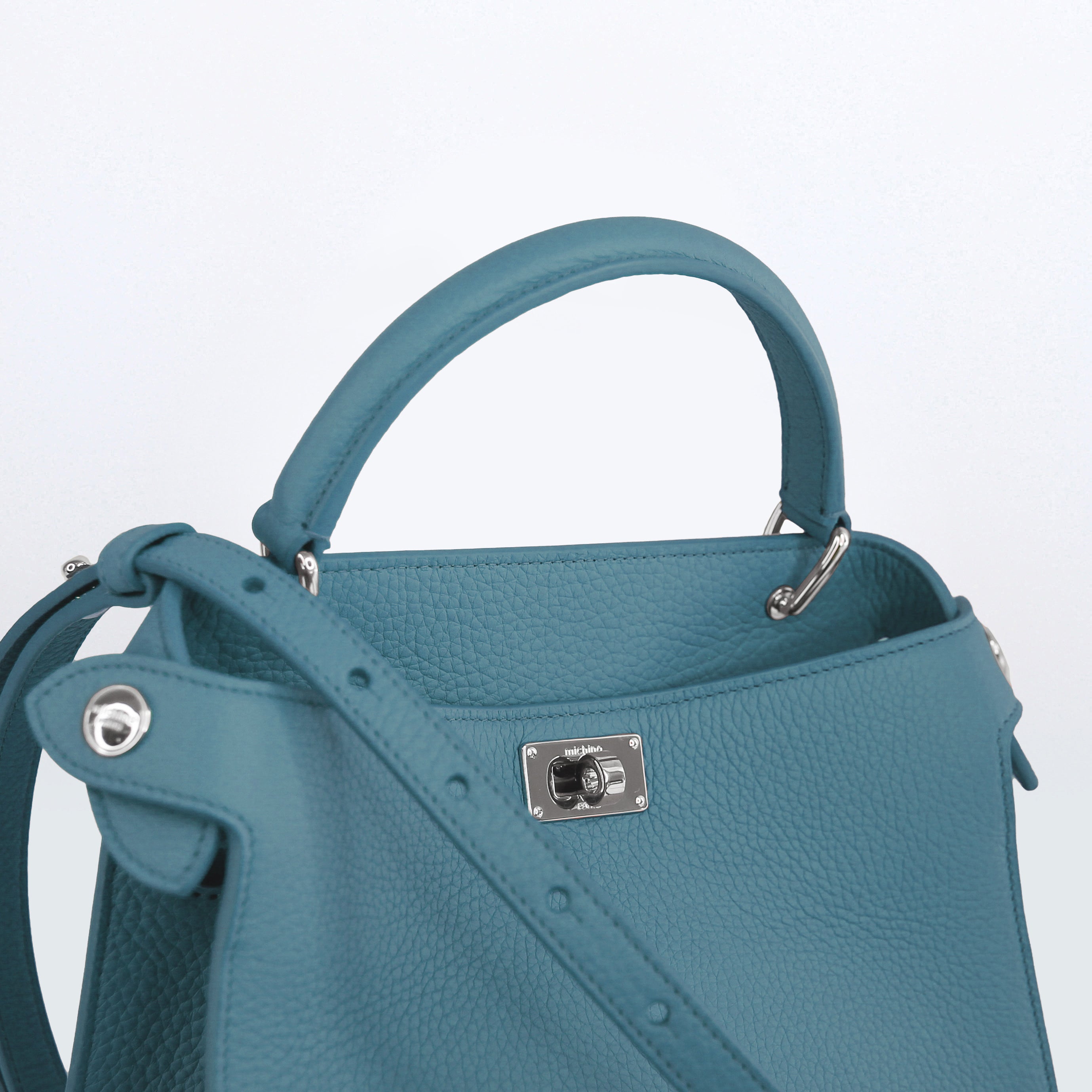 LEATHER HANDBAG LUTECE MINI JEANS BLUE