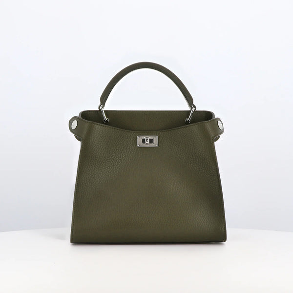 LEATHER HANDBAG LUTECE MINI KHAKI