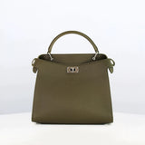 LEATHER HANDBAG LUTECE MINI KHAKI