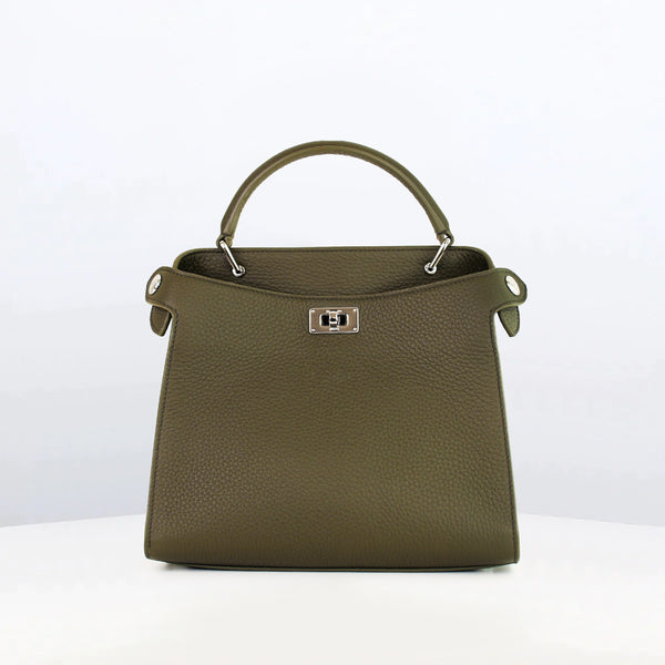 LEATHER HANDBAG LUTECE MINI KHAKI