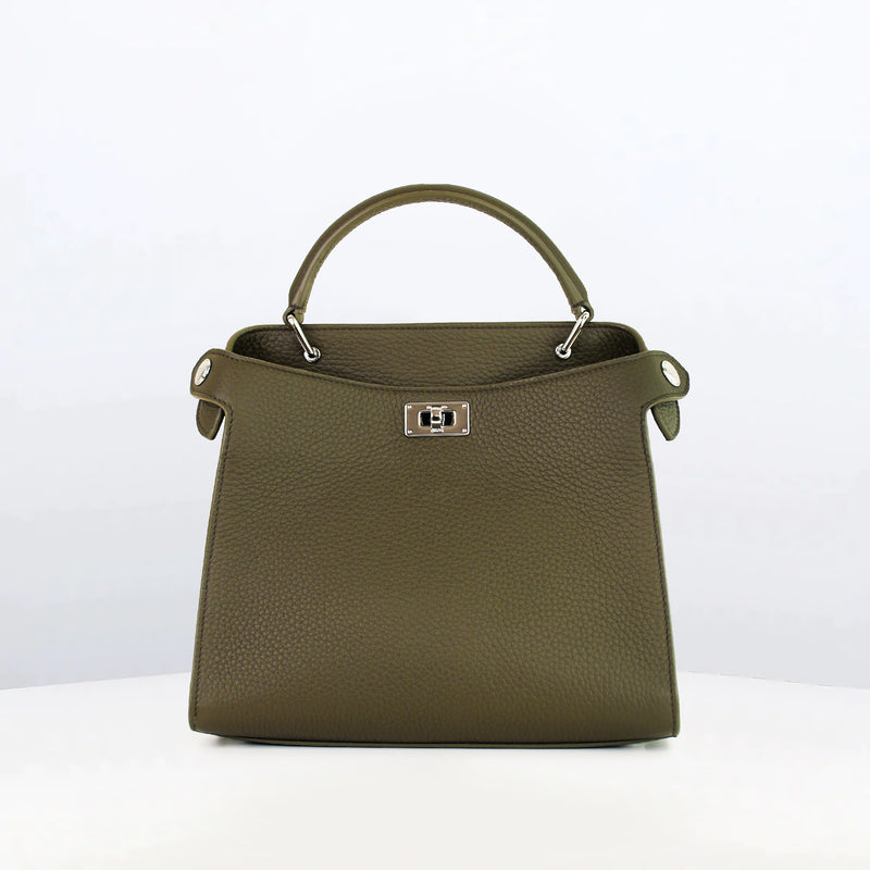 LEATHER HANDBAG LUTECE MINI KHAKI