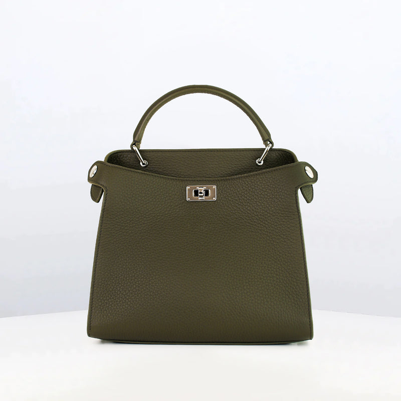 SAC À MAIN EN CUIR LUTECE MINI VERT KAKI