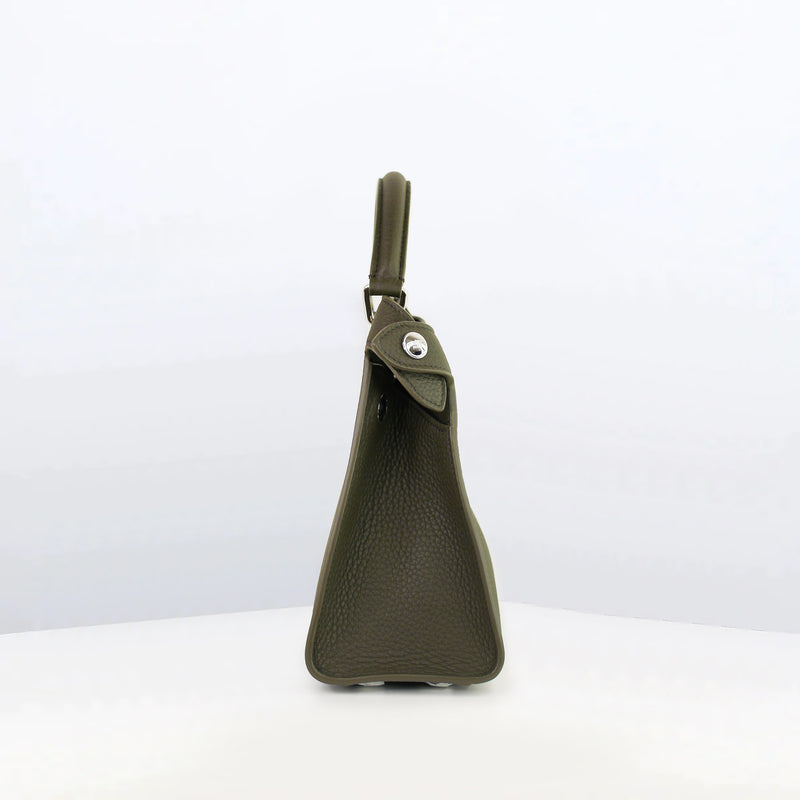 SAC À MAIN EN CUIR LUTECE MINI VERT KAKI