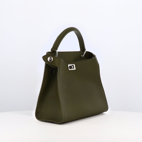 LEATHER HANDBAG LUTECE MINI KHAKI