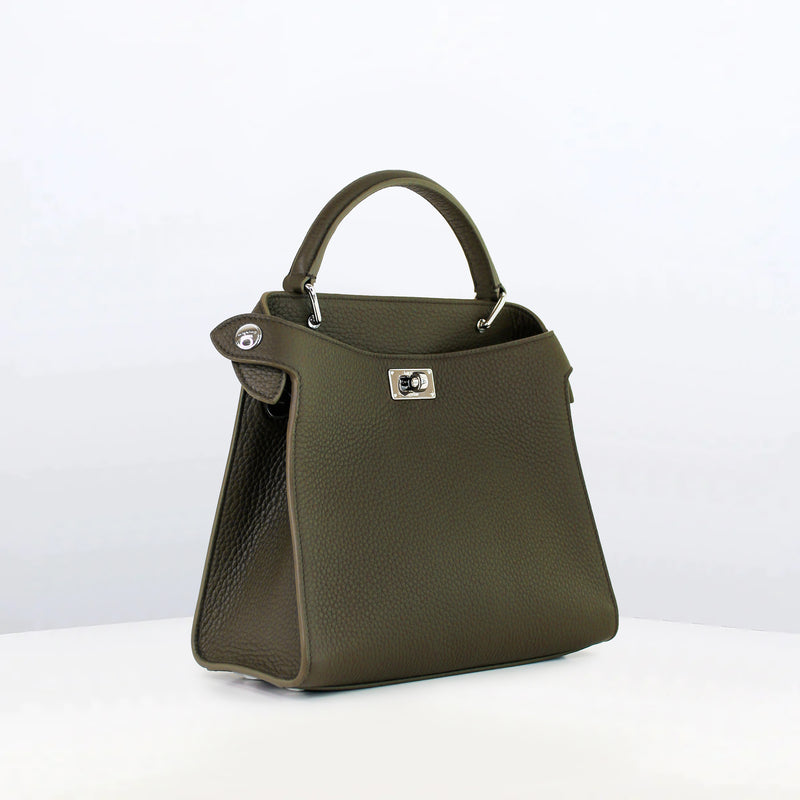 SAC À MAIN EN CUIR LUTECE MINI VERT KAKI