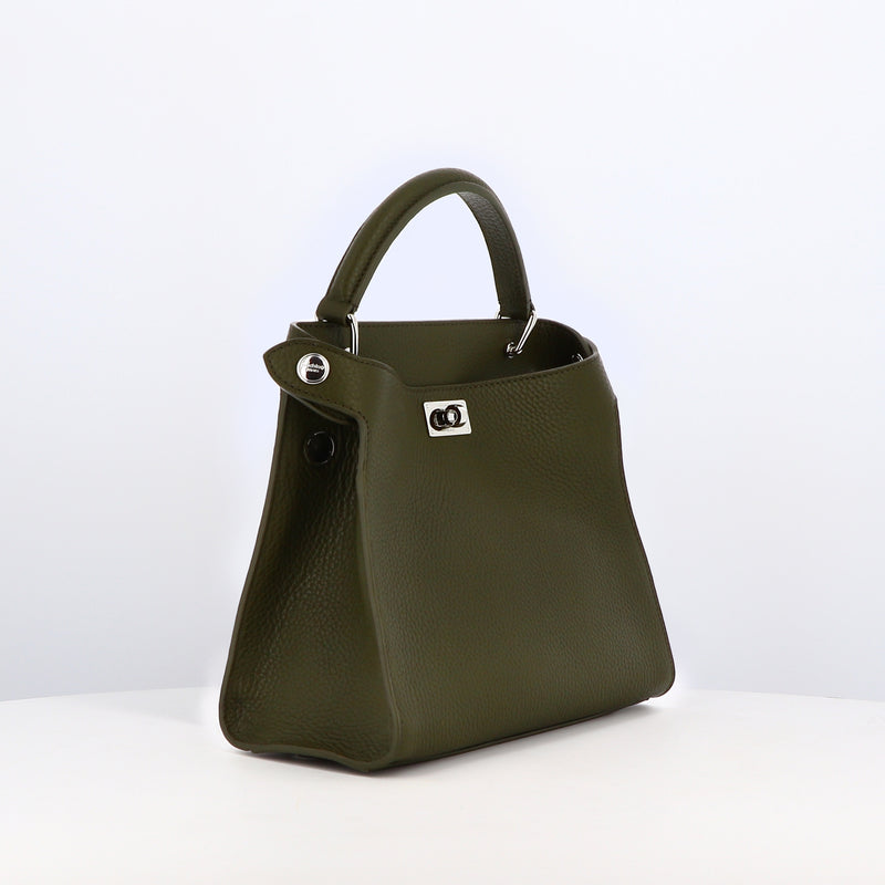 SAC À MAIN EN CUIR LUTECE MINI VERT KAKI