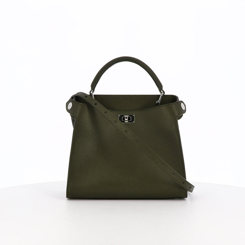 LEATHER HANDBAG LUTECE MINI KHAKI