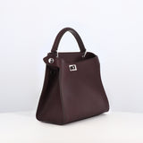 LEATHER HANDBAG LUTECE MINI PRUNE