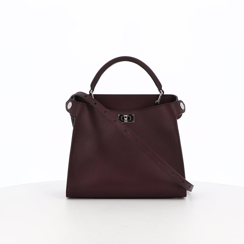 LEATHER HANDBAG LUTECE MINI PRUNE