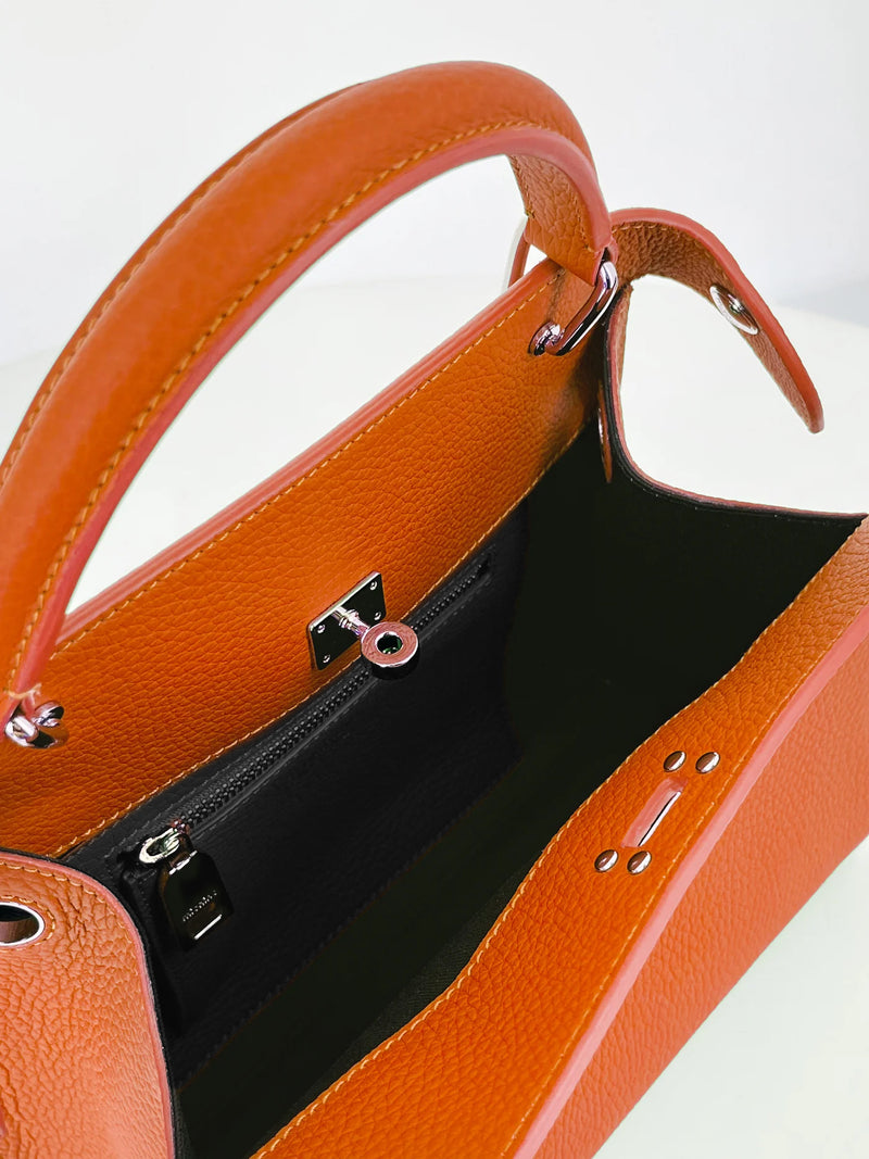 LEATHER HANDBAG LUTECE MINI ORANGE