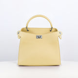 LEATHER HANDBAG LUTECE MINI PASTEL YELLOW