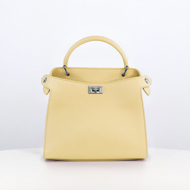 LEATHER HANDBAG LUTECE MINI PASTEL YELLOW