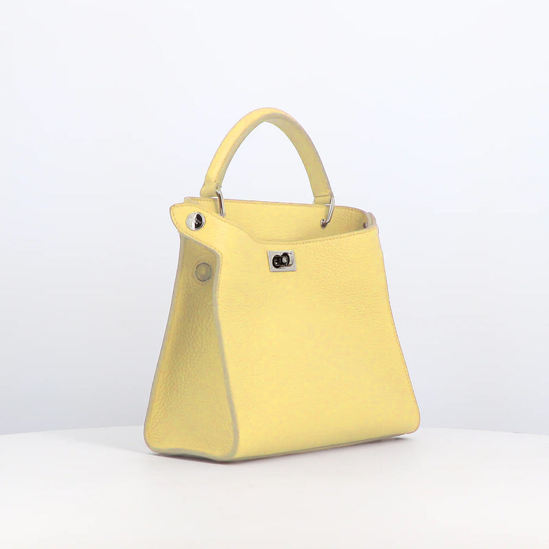 LEATHER HANDBAG LUTECE MINI PASTEL YELLOW