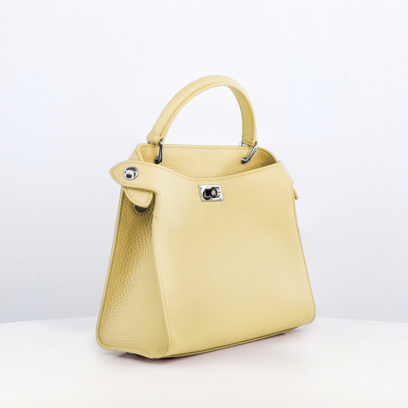 LEATHER HANDBAG LUTECE MINI PASTEL YELLOW