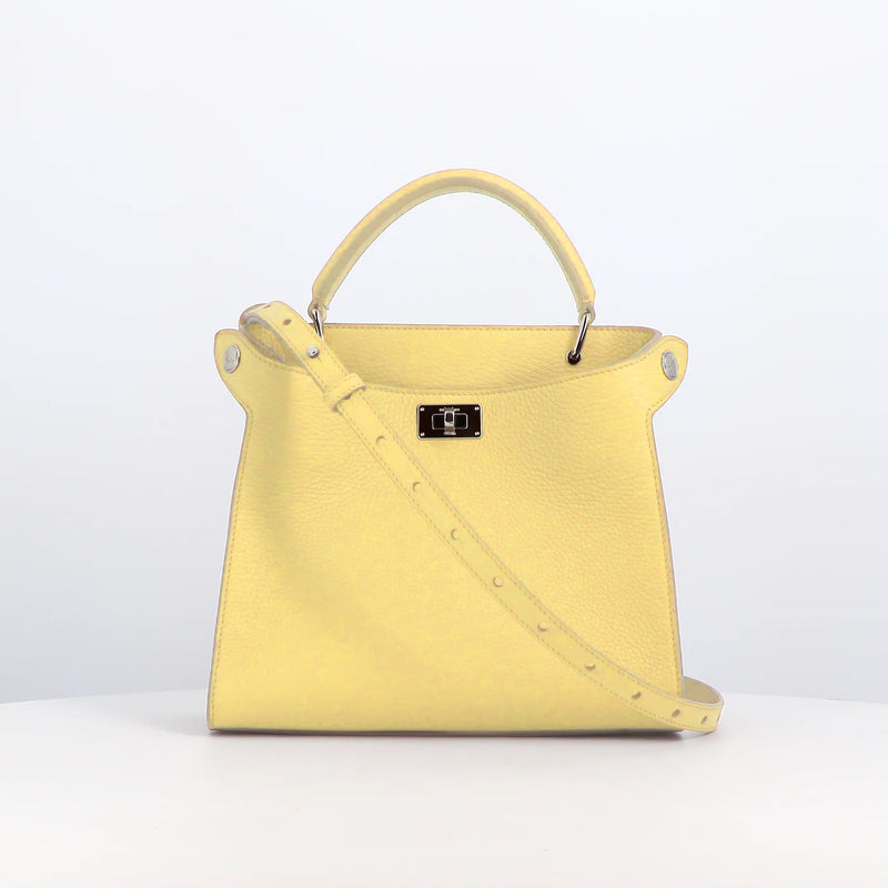 LEATHER HANDBAG LUTECE MINI PASTEL YELLOW