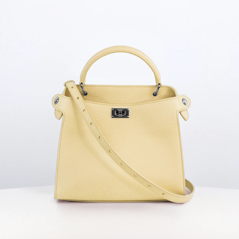 LEATHER HANDBAG LUTECE MINI PASTEL YELLOW