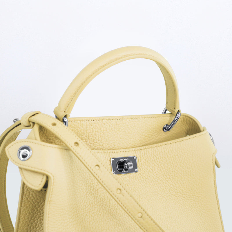 LEATHER HANDBAG LUTECE MINI PASTEL YELLOW