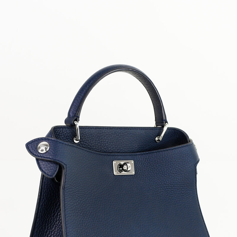 LEATHER HANDBAG LUTECE MINI NAVY