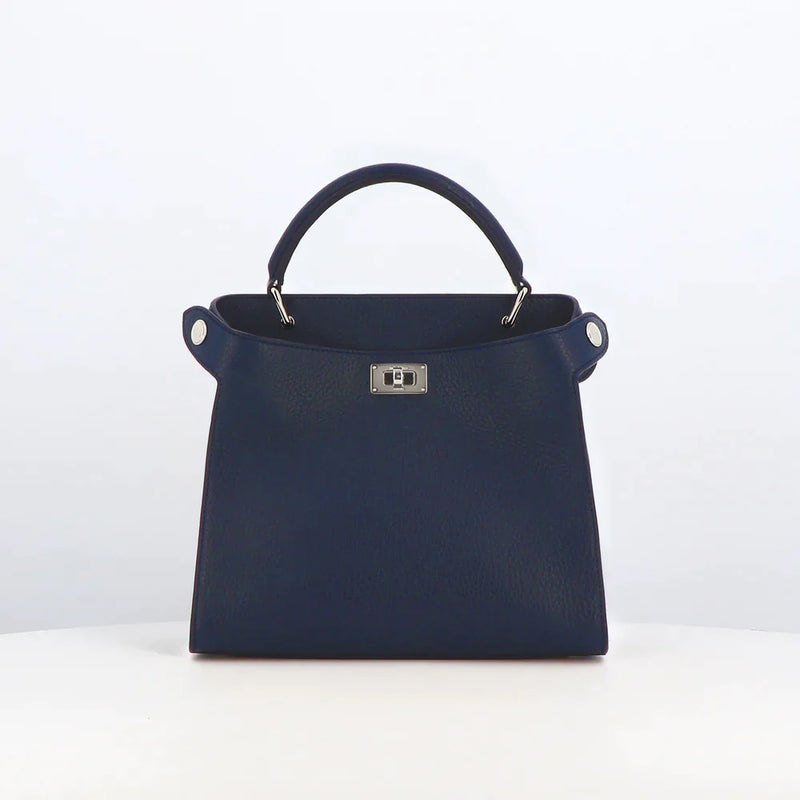 LEATHER HANDBAG LUTECE MINI NAVY