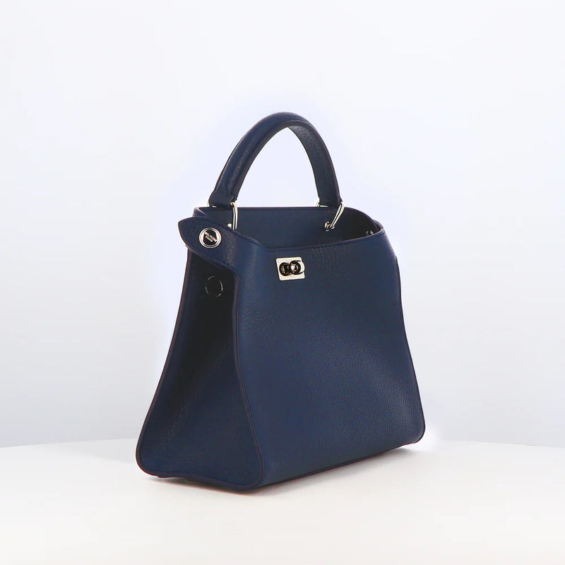 SAC À MAIN EN CUIR LUTECE MINI BLEU MARINE