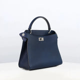 LEATHER HANDBAG LUTECE MINI NAVY