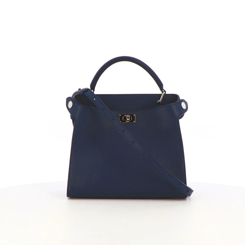 LEATHER HANDBAG LUTECE MINI NAVY