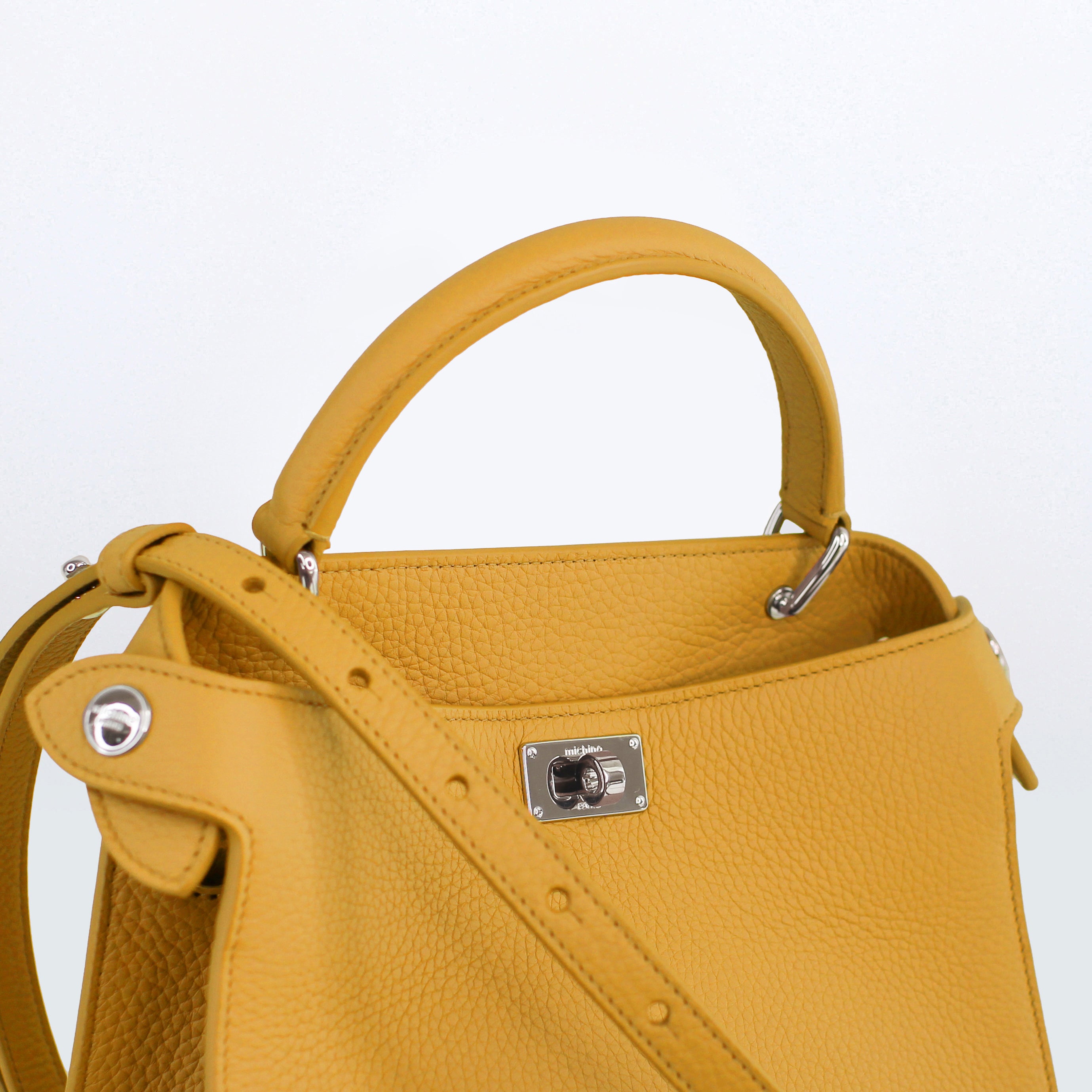 LEATHER HANDBAG LUTECE MINI SUN YELLOW